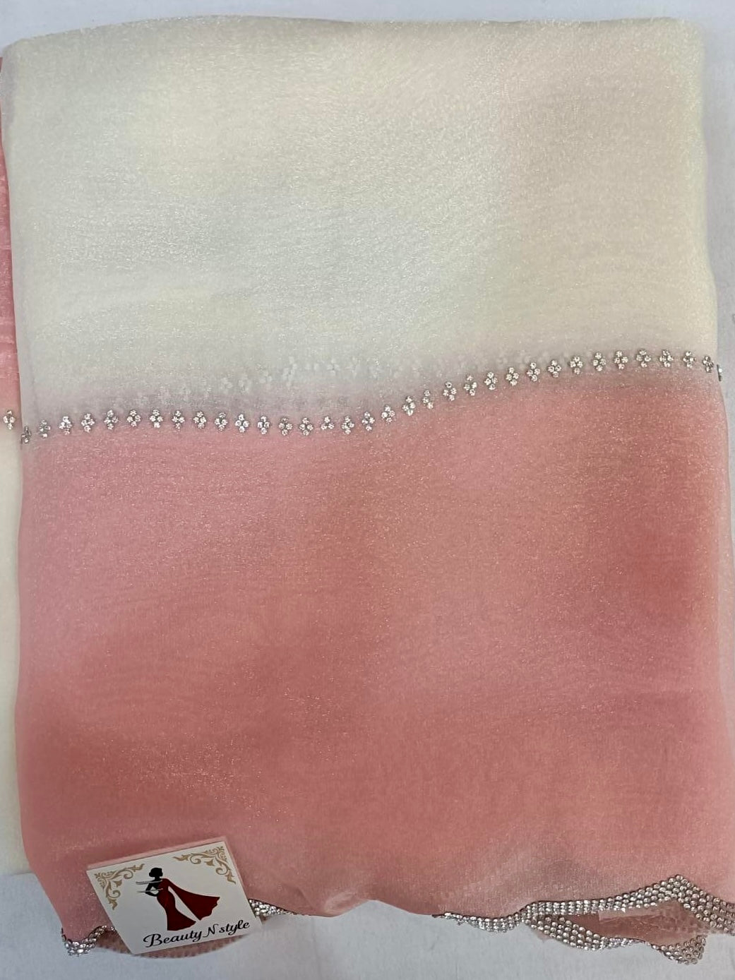 premium georgette shimmer siroski work border saree