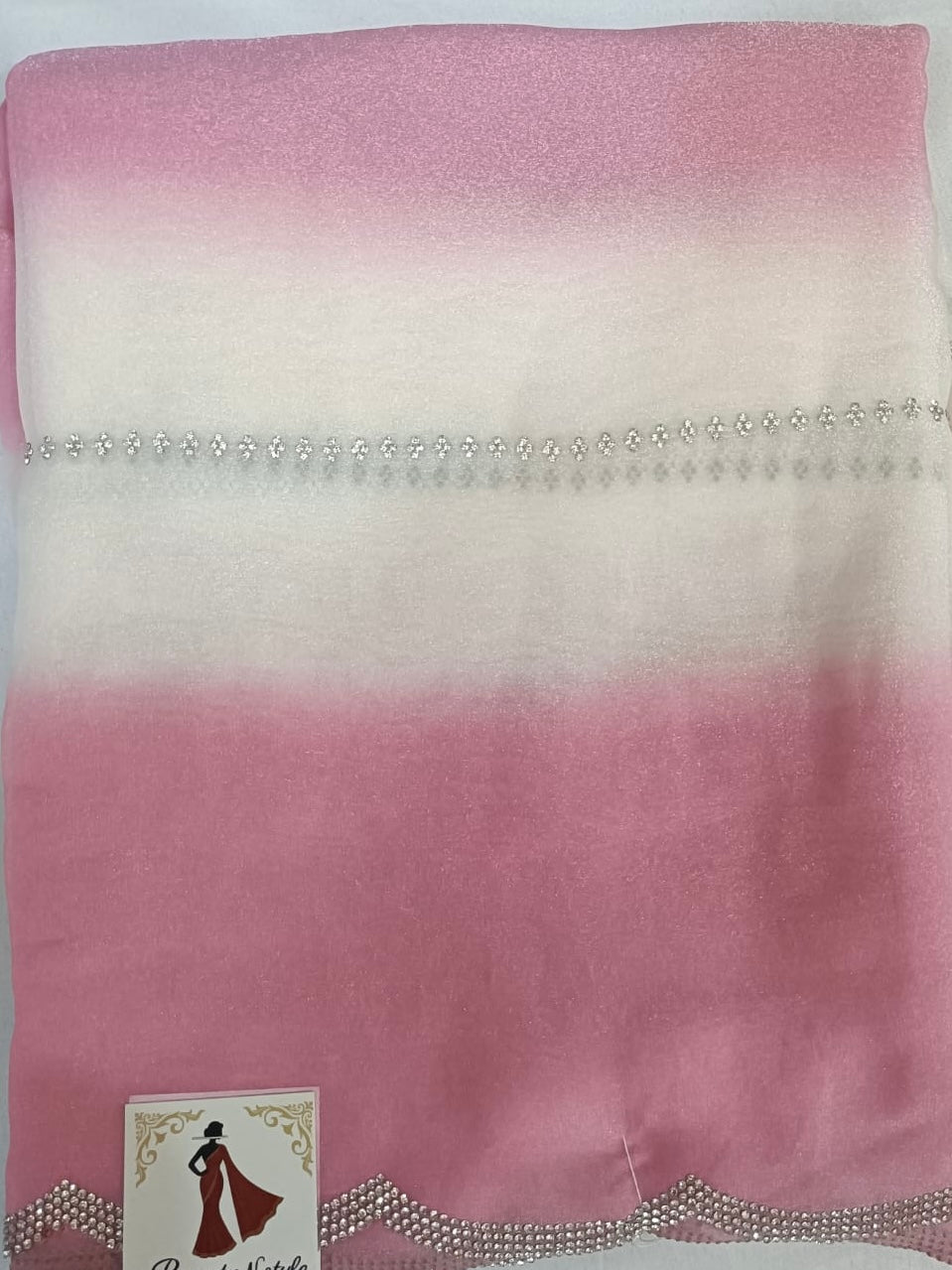 premium georgette shimmer siroski work border saree