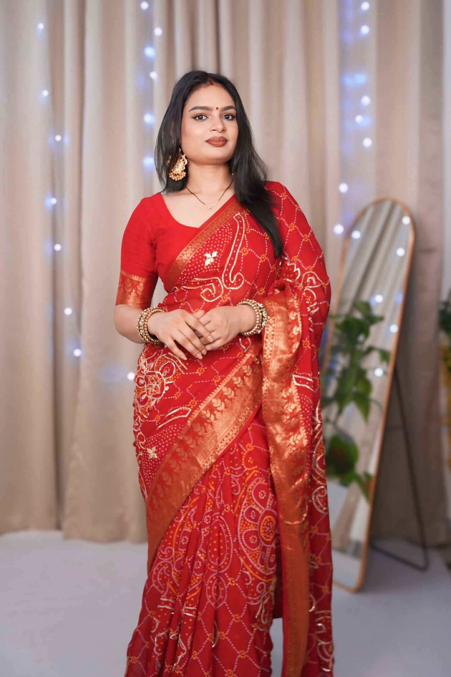 Bandhani gota patti saree