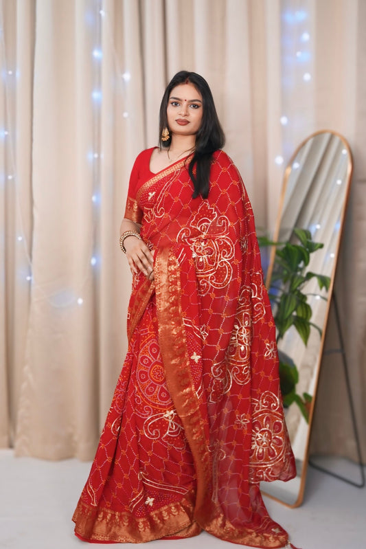 Bandhani gota patti saree