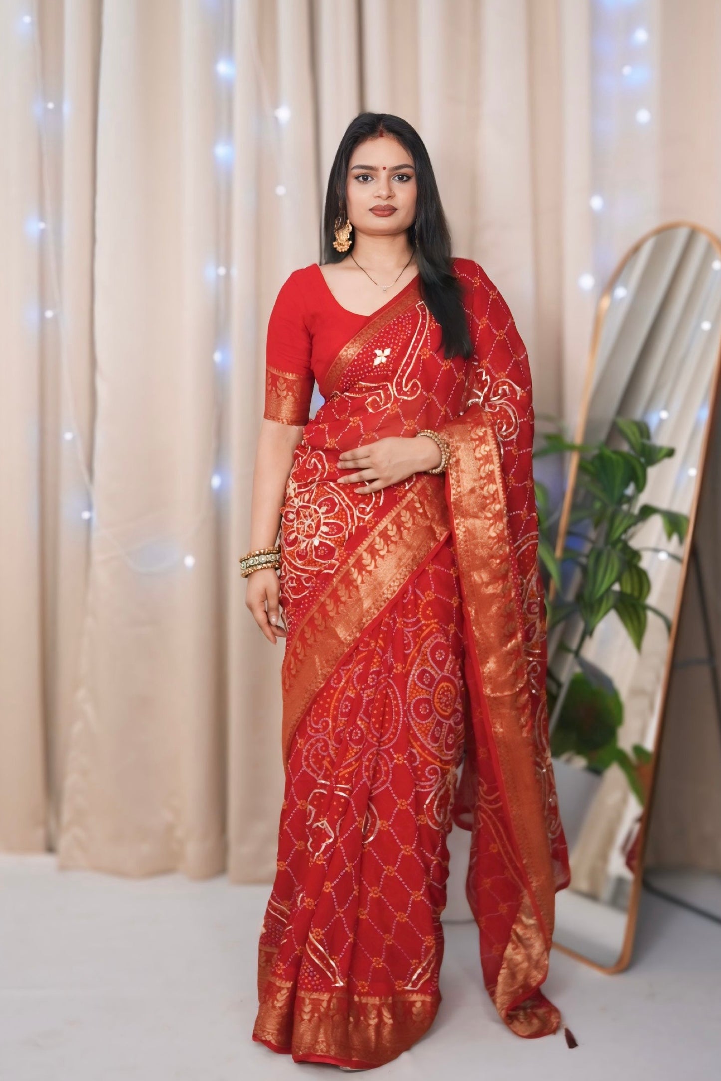 Bandhani gota patti saree