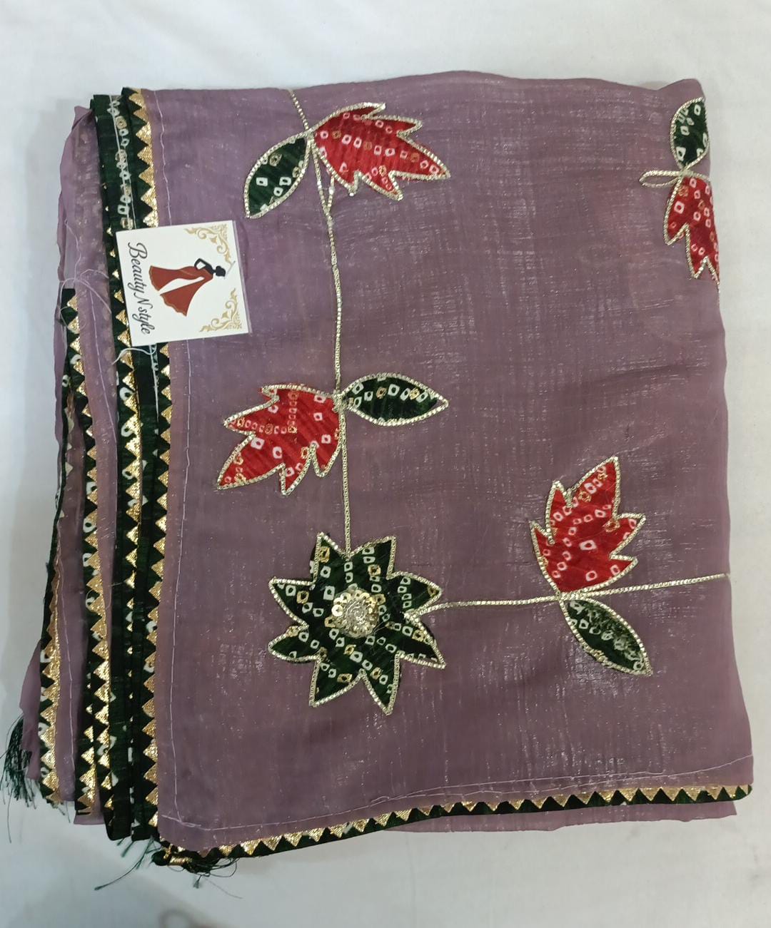 Shimmer georgette bandhani saree
