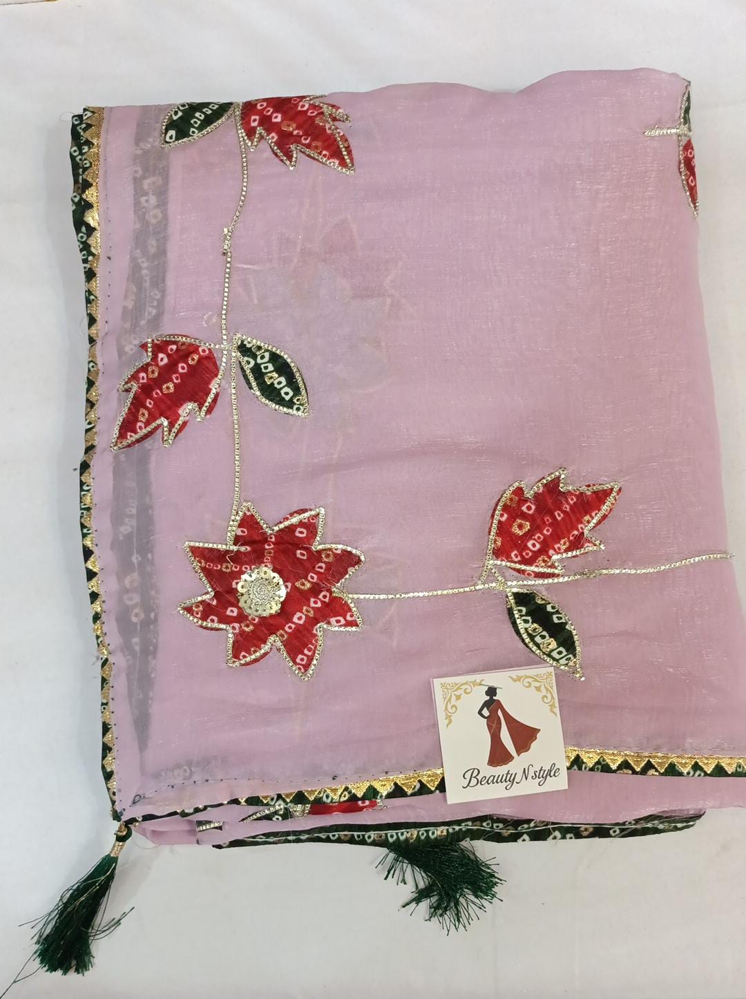 Shimmer georgette bandhani saree