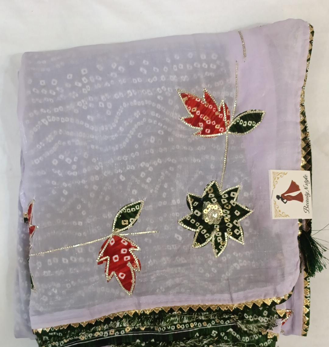 Shimmer georgette bandhani saree